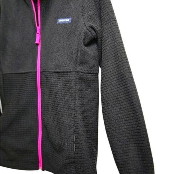 Land's End Women's Fleece Jacket Small‎ (4-6) Black with Pink Trim - Picture 3 of 8